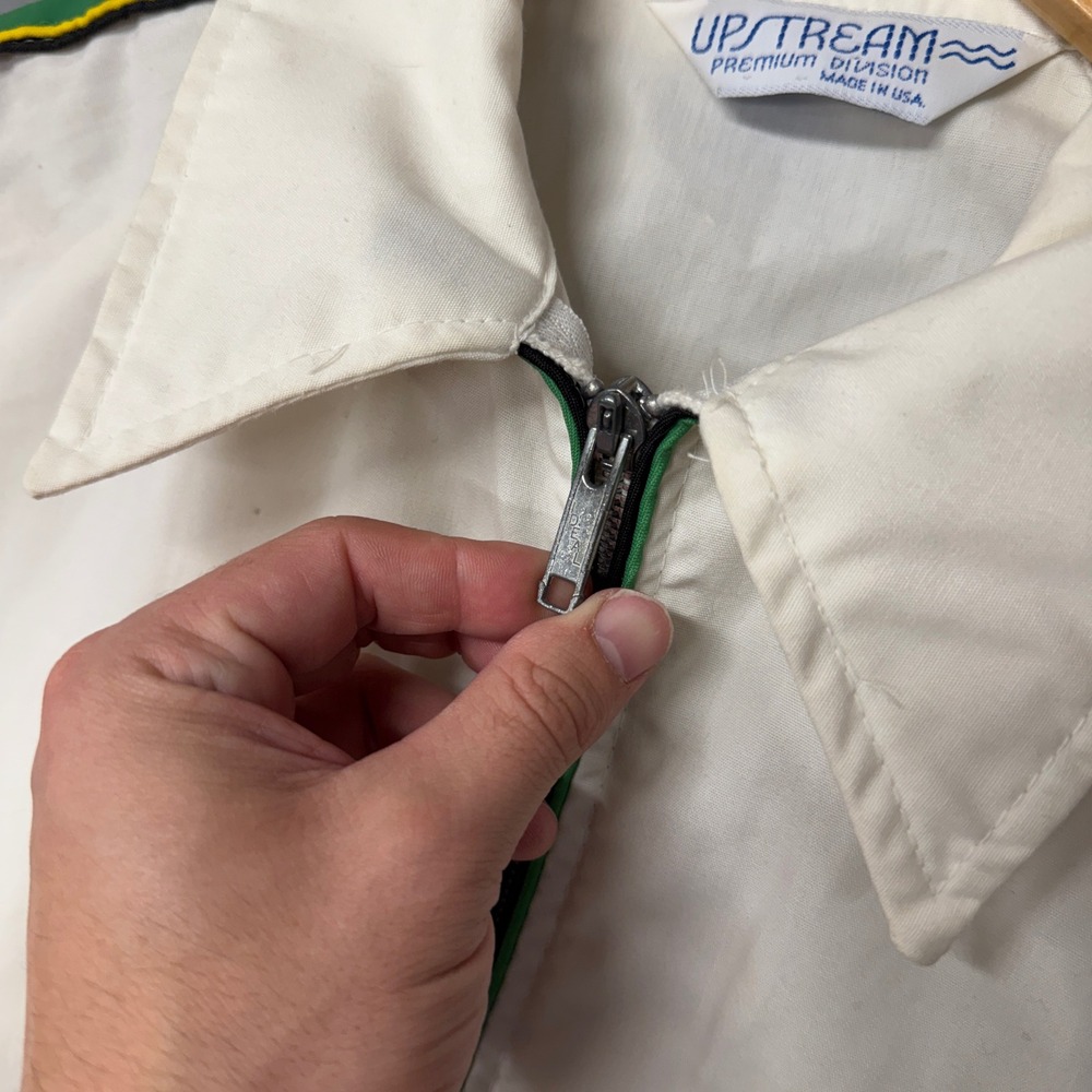 Vintage Upstream Skoal Bandit Racing Jacket White Green 80s USA Large - Picture 4 of 9